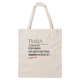 Платнена чанта с надпис „Тъща дефиниция" — подарък от Gift Theory, ръчно изработена в Банско